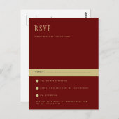 Trendy Huidige Bordeaux Goud Trouw RSVP Briefkaart (Voorkant / Achterkant)