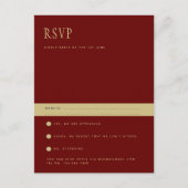 Trendy Huidige Bordeaux Goud Trouw RSVP Briefkaart (Voorkant)