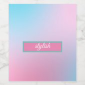 Trendy Huidige Teal Roze Blauw Wijn Etiket (Enkel label)
