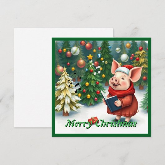 Trendy Huidige Winter Dennenbomen Kerstlied Zingen Feestdagenkaart (Voorkant / Achterkant)