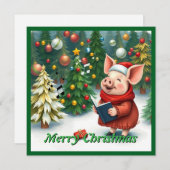 Trendy Huidige Winter Dennenbomen Kerstliedjes Zin Feestdagenkaart (Voorkant / Achterkant)