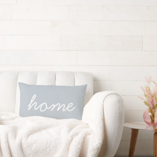 Trendy Huis Quote Blauwe Witte Stijlvolle Script C Kussen