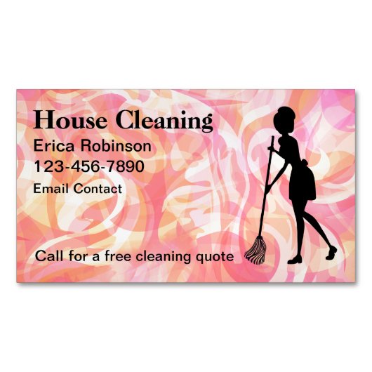 Trendy Huis Schoonmaak Maid Magnetische Visitekaar Magnetisch Visitekaartje (Voorkant)
