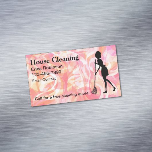 Trendy Huis Schoonmaak Maid Magnetische Visitekaar Magnetisch Visitekaartje (Voorbeeld)