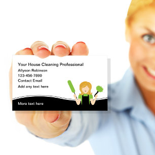 Trendy huis schoonmaak meid service visitekaartje
