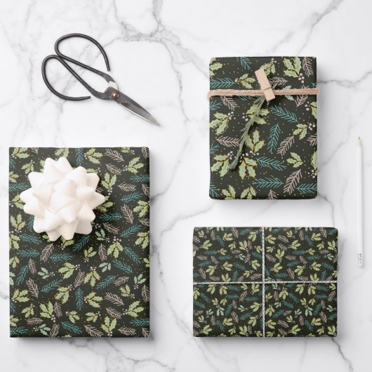 Trendy Hulst Kerst Inpakpapier Vel (Voorkant)