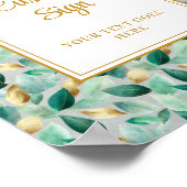 Trendy Hunter Green Gold Foliage Wedding Custom Poster (Hoek)