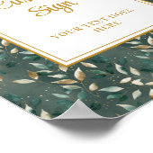 Trendy Hunter Green Gold Foliage Wedding Custom Poster (Hoek)