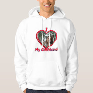 Trendy I Love My Girlfriend Rode Hart Custom Foto Hoodie