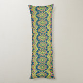 Trendy Ikat Colorful Ethnic Pattern on Blue Lichaamskussen (Achterkant (Verticaal))