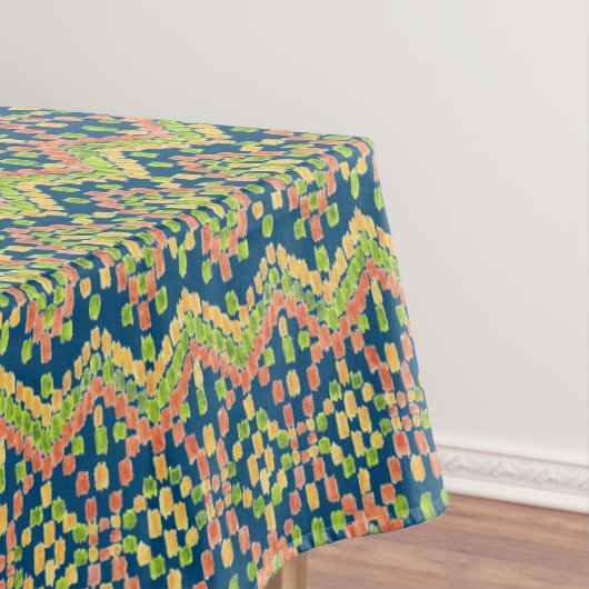 Trendy Ikat Colorful Ethnic Pattern on Blue Tafelkleed (Voorbeeld)