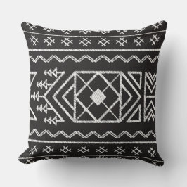 Trendy Ikat patroon Black Geometric Tribal Kussen