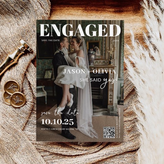 Trendy in stijl magazine Hoesje bruiloft Save The Date
