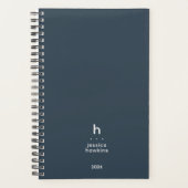 Trendy Indigo Blauw Modern Monogram Weekly Planner (Voorkant)