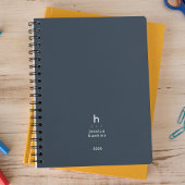 Trendy Indigo Blauw Modern Monogram Weekly Planner