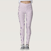 Trendy Indigo Bloemen met Blush en Violet Stripes Leggings (Voorkant)