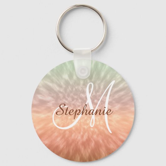Trendy Indische zomerdye patroon monogram Sleutelhanger (Voorkant)