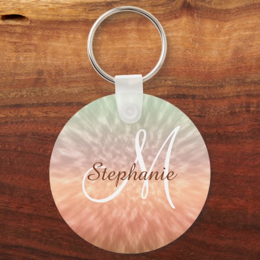 Trendy Indische zomerdye patroon monogram Sleutelhanger (Voorkant)