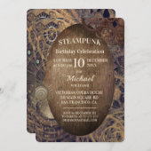 Trendy Industrial Steampunk Party Invitation Kaart (Voorkant / Achterkant)