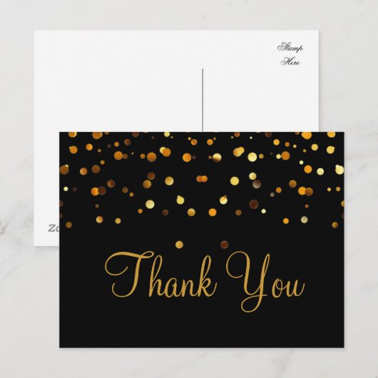 Trendy Inexpensiv Gold Glitter Black Hartelijk dan Briefkaart (Voorkant / Achterkant)