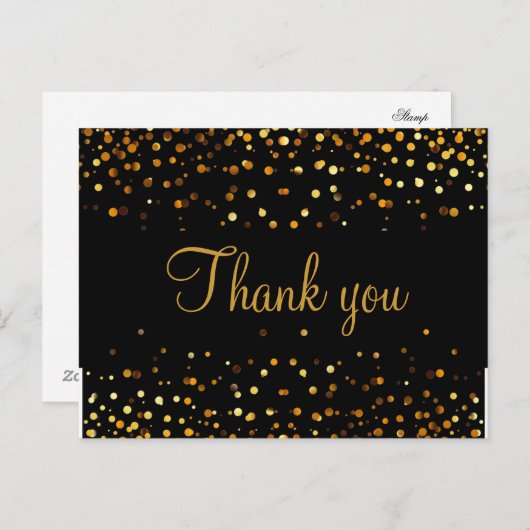 Trendy Inexpensiv Gold Glitter Black Hartelijk dan Briefkaart (Voorkant / Achterkant)