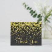 Trendy Inexpensiv Gold Glitter Black Thank You Briefkaart (Staand voorkant)