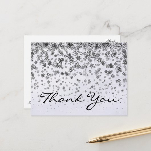 Trendy Inexpensiv Gold Glitter Black Thank You Pos Briefkaart (Voorkant / Achterkant in situ)