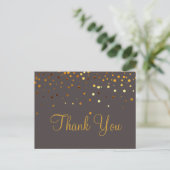 Trendy Inexpensiv Gold Glitter Blue Hartelijk dank Briefkaart (Staand voorkant)