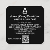 ~* Trendy INITIAAL Abstracte QR LOGO FOTO Aqua Vierkante Visitekaartje (Achterkant)