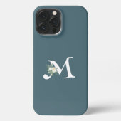 Trendy initiaal Koelletters met blauw bloemblauw iPhone Hoesje (Achterkant)