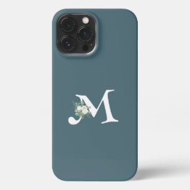 Trendy initiaal Koelletters met blauw bloemblauw iPhone 13 Pro Max Hoesje