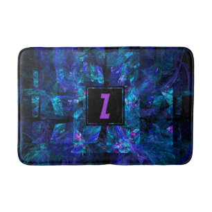 Trendy Initiaal Letter Monogram Shimmering Blue Badmat