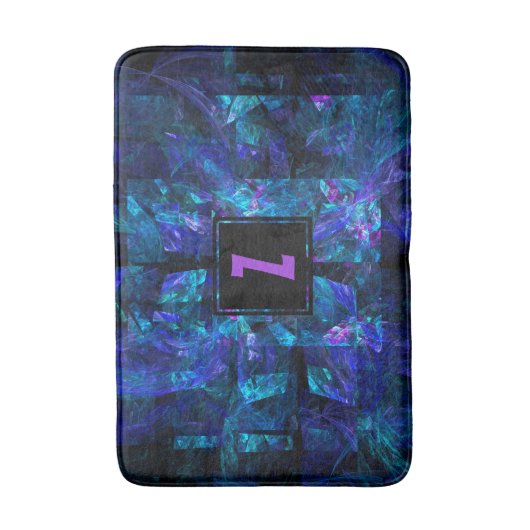 Trendy Initiaal Letter Monogram Shimmering Blue Badmat (Voorkant Verticaal)