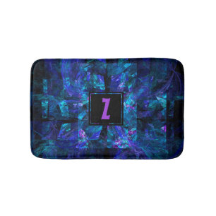 Trendy Initiaal Letter Monogram Shimmering Blue Badmat