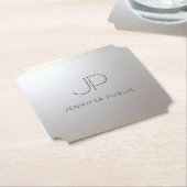 Trendy Initiaal Monogram Gold Silver Sjabloon Kartonnen Onderzetters (Gekanteld)