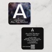 *~* Trendy INITIAAL Pastel kosmische QR LOGO FOTO Vierkante Visitekaartje (Voorkant / Achterkant)