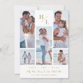 Trendy Initials Original Collage Wedding 5 Photos Save The Date (Voorkant)