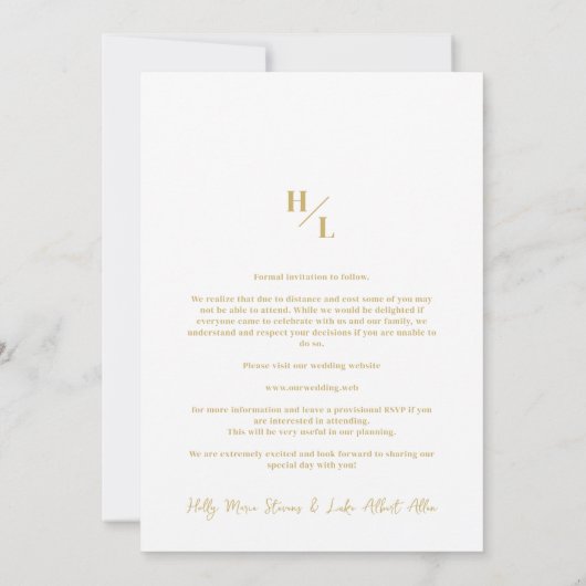 Trendy Initials Original Collage Wedding 5 Photos Save The Date (Achterkant)