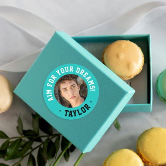 Trendy Inspirerend Turquoise Sport Foto Ronde Sticker