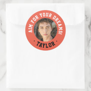 Trendy Inspirerende Rode En Witte Sportfoto  Ronde Sticker