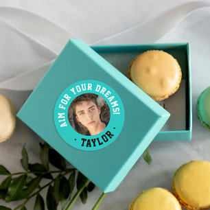Trendy Inspirerende Turquoise Sport Foto Ronde Sticker