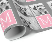 Trendy Instagram Photo Collage Custom Monogram Cadeaupapier (Rol Hoek)