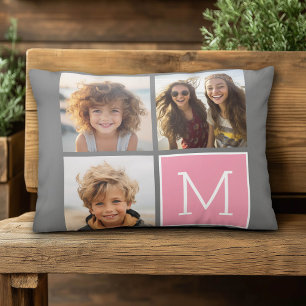 Trendy Instagram Photo Collage Custom Monogram Decoratief Kussen