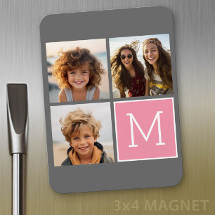 Trendy Instagram Photo Collage Custom Monogram Magneet