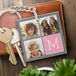 Trendy Instagram Photo Collage Custom Monogram Sleutelhanger