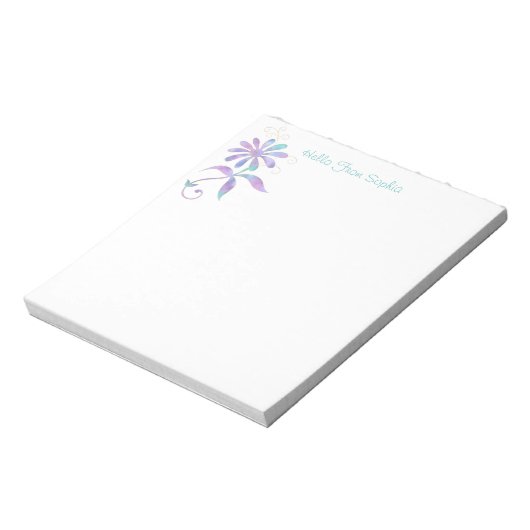 Trendy Iridescent Flower, DIY Name/Message Notitieblok (Linkerzijde)