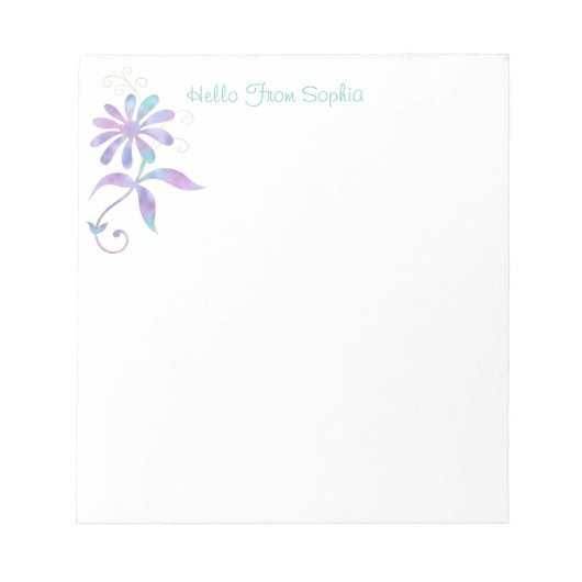 Trendy Iridescent Flower, DIY Name/Message Notitieblok (Voorkant)