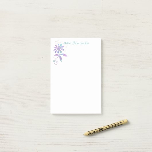 Trendy Iridescent Flower, DIY Name/Message Post-it® Notes (Op bureau)