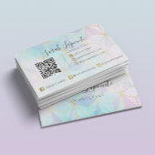 Trendy Iridescent & Pastel Geometric QR Code Visitekaartje