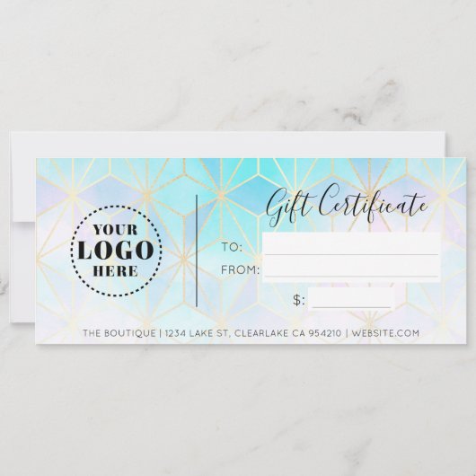 Trendy Iridescente Geometrische Cadeaubon (Achterkant)